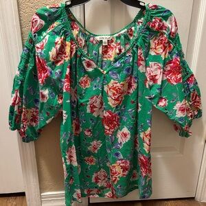 Pioneer Woman Floral Green Women's Top